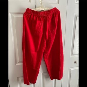 Wide leg linen red crop pull on capris